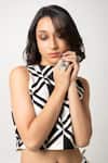 Shop_Ka-Sha_Black Cotton Stripe Round Rapa Symmetric Motif Crop Top _Online_at_Aza_Fashions