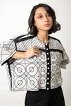 KA-Sha Black Cotton Applique Round Neck Shrey Reversible Geometric Pattern Blouse at Aza Fashions KA-Sha_Black Cotton Applique Round Neck Shrey Reversible Geometric Pattern Blouse _at_Aza_Fashions