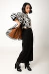 KA-Sha_Black Cotton Wasim Striped Long Sleeve Blazer _Online_at_Aza_Fashions