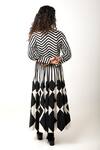 Shop KA-Sha Black Cotton V-neck Zebra Stripe Pattern Midi Dress at Aza Fashions Shop_KA-Sha_Black Cotton V-neck Zebra Stripe Pattern Midi Dress _at_Aza_Fashions