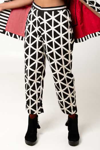 Buy_KA-Sha_Black Cotton Embroidered Applique Lola Pant _Online_at_Aza_Fashions