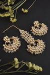 Shop_SWABHIMANN_White Kundan Embellished Earrings With Maangtikka _at_Aza_Fashions