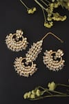 SWABHIMANN_White Kundan Embellished Earrings With Maangtikka _Online_at_Aza_Fashions