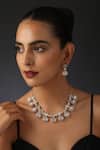 Buy_Swabhimann_Blue Diamonds, Stones Rose Gold Uncut Polki Necklace Set _at_Aza_Fashions