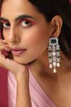 Buy_SWABHIMANN_Green Zirconia Embellished Dangler Earrings _Online_at_Aza_Fashions