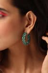 Buy_SWABHIMANN_Green Zirconia Embellished Hoops _Online_at_Aza_Fashions