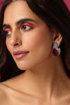 Buy_Swabhimann_Red Zari Zirconia Embellished Studs _Online_at_Aza_Fashions
