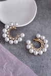 SWABHIMANN_White Pearl Embellished Hoops _Online_at_Aza_Fashions