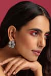 Shop_Swabhimann_Gold Plated Zari Zirconia Embellished Stud Earrings _Online_at_Aza_Fashions