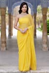 Buy_Geroo Jaipur_Yellow Chiffon Embroidery Mukaish Placement Saree With Unstitched Blouse Fabric _at_Aza_Fashions