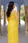 Shop_Geroo Jaipur_Yellow Chiffon Embroidery Mukaish Placement Saree With Unstitched Blouse Fabric _at_Aza_Fashions