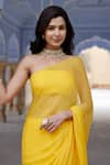 Buy_Geroo Jaipur_Yellow Chiffon Embroidery Mukaish Placement Saree With Unstitched Blouse Fabric _Online_at_Aza_Fashions