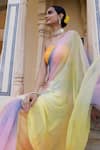 Buy_Geroo Jaipur_Multi Color Saree Chiffon Embroidery Ombre With Unstitched Blouse Fabric_Online_at_Aza_Fashions