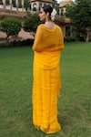 Shop_Geroo Jaipur_Yellow Saree Chiffon Embroidered Zari Border With Unstitched Blouse Fabric _at_Aza_Fashions