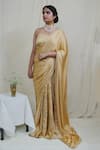 Buy_AHMEV_Beige Modal Silk Hand Block Printed Floral Timeless Flower Saree_at_Aza_Fashions