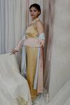 Shop_AHMEV_Beige Modal Silk Divine High Waisted Pant _at_Aza_Fashions