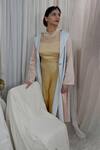 AHMEV_Beige Modal Silk Divine High Waisted Pant _Online_at_Aza_Fashions