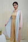 Buy_AHMEV_Beige Modal Silk Divine High Waisted Pant _Online_at_Aza_Fashions