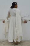 Shop_Ahmev_Ivory Chanderi Lace, Beads Keyhole Neck Embellished Anarkali Set _at_Aza_Fashions