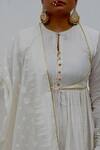 Buy_Ahmev_Ivory Chanderi Lace, Beads Keyhole Neck Embellished Anarkali Set _Online_at_Aza_Fashions