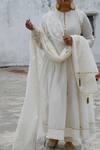 Shop_Ahmev_Ivory Chanderi Lace, Beads Keyhole Neck Embellished Anarkali Set _Online_at_Aza_Fashions