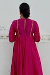 Shop_AHMEV_Fuchsia Chanderi Embellished Lace V Neck Kyra Yoke Anarkali Set _at_Aza_Fashions