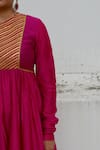 Buy_AHMEV_Fuchsia Chanderi Embellished Lace V Neck Kyra Yoke Anarkali Set _Online_at_Aza_Fashions