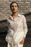 Buy_AHMEV_Ivory Chanderi Embellished Tape Spread Collar Shirt _Online_at_Aza_Fashions