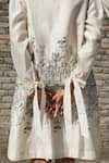 Shop_AHMEV_Ivory Chanderi Block Print Floral Boat Iris Dress _Online_at_Aza_Fashions