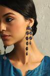 Buy_Charkhee_Silver Plated Tassels, Zari Embellished Twilight Drop Earrings_at_Aza_Fashions