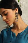 Buy_Charkhee_Silver Plated Tassels, Zari Embellished Twilight Drop Earrings_Online_at_Aza_Fashions