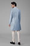 Shop Talking Threads Blue Silk Solid Straight Sherwani Churidar Set at Aza Fashions Shop_Talking Threads_Blue Silk Solid Straight Sherwani Churidar Set _at_Aza_Fashions