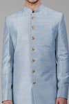 Shop Talking Threads Blue Silk Solid Straight Sherwani Churidar Set Online at Aza Fashions Shop_Talking Threads_Blue Silk Solid Straight Sherwani Churidar Set _Online_at_Aza_Fashions