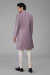Shop_Talking Threads_Purple Silk Solid Sherwani Churidar Set  _at_Aza_Fashions