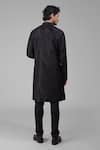 Shop_Talking Threads_Black Silk Embroidered Floral Placket Kurta  _at_Aza_Fashions