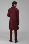 Shop_Talking Threads_Maroon Silk Embroidered Floral Placed Kurta  _at_Aza_Fashions
