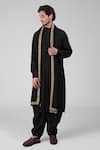 Buy_Talking Threads_Black Silk Embroidered Thread Kurta Set With Dupatta  _at_Aza_Fashions