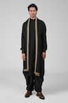 Talking Threads_Black Silk Embroidered Thread Kurta Set With Dupatta  _Online_at_Aza_Fashions