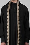 Talking Threads_Black Silk Embroidered Thread Kurta Set With Dupatta  _at_Aza_Fashions