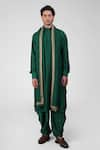 Buy_Talking Threads_Emerald Green Silk Embroidered Thread Straight Kurta Salwar Set  _at_Aza_Fashions