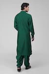 Shop_Talking Threads_Emerald Green Silk Embroidered Thread Straight Kurta Salwar Set  _at_Aza_Fashions