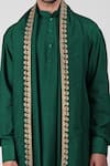 Buy_Talking Threads_Emerald Green Silk Embroidered Thread Straight Kurta Salwar Set  _Online_at_Aza_Fashions