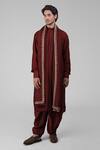 Buy_Talking Threads_Maroon Silk Embroidered Thread Pintuck Kurta Salwar Set  _at_Aza_Fashions