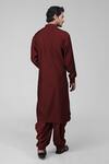 Shop_Talking Threads_Maroon Silk Embroidered Thread Pintuck Kurta Salwar Set  _at_Aza_Fashions