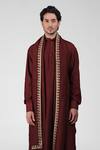Shop_Talking Threads_Maroon Silk Embroidered Thread Pintuck Kurta Salwar Set  _Online_at_Aza_Fashions