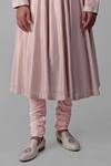 Buy_Talking Threads_Pink Chanderi Embroidered Chikankari Plain Angarkha Kurta Churidar Set  