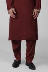 Shop_Talking Threads_Maroon Silk Embroidered Tilla Kurta Salwar Set  _Online_at_Aza_Fashions