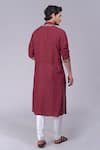 Shop_Talking Threads_Maroon Silk Embroidered Kashidakari Floral Kurta  _at_Aza_Fashions