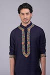 Shop_Talking Threads_Blue Silk Embroidered Kashidakari Kurta  _Online_at_Aza_Fashions