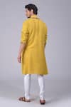 Shop_Talking Threads_Yellow Silk Embroidered Kashidakari Floral Kurta  _at_Aza_Fashions
